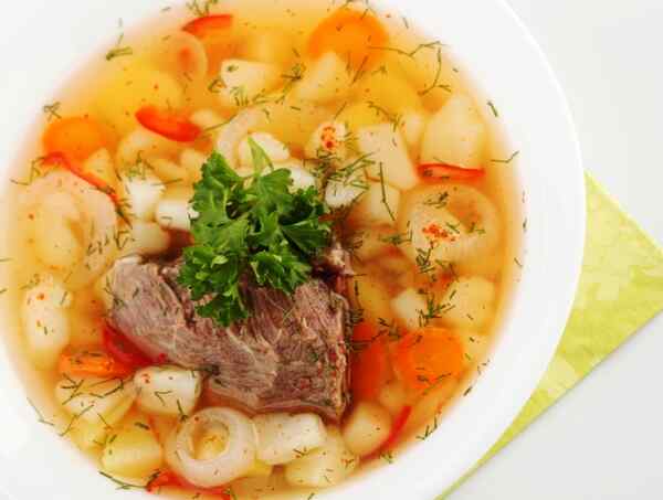 Овощной суп с говядиной в мультиварке 