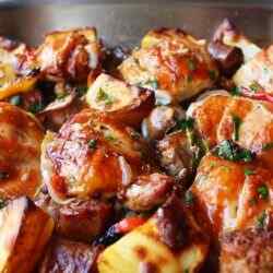 Курица с картошкой в духовке рецепт пошагово
